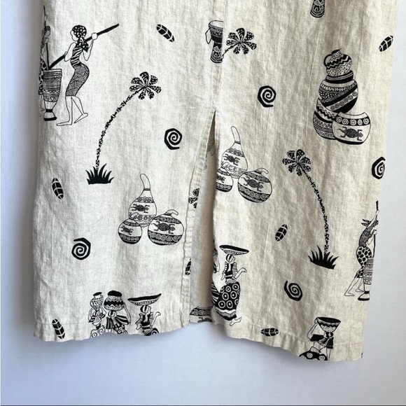 Hot Cotton by Marc Ware Dress Sz XL Maxi Linen Exotic African Tribal Print EUC - Picture 8 of 9